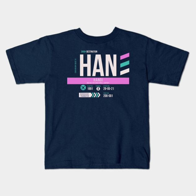 Hanoi (HAN) Airport Code Baggage Tag Kids T-Shirt by SLAG_Creative